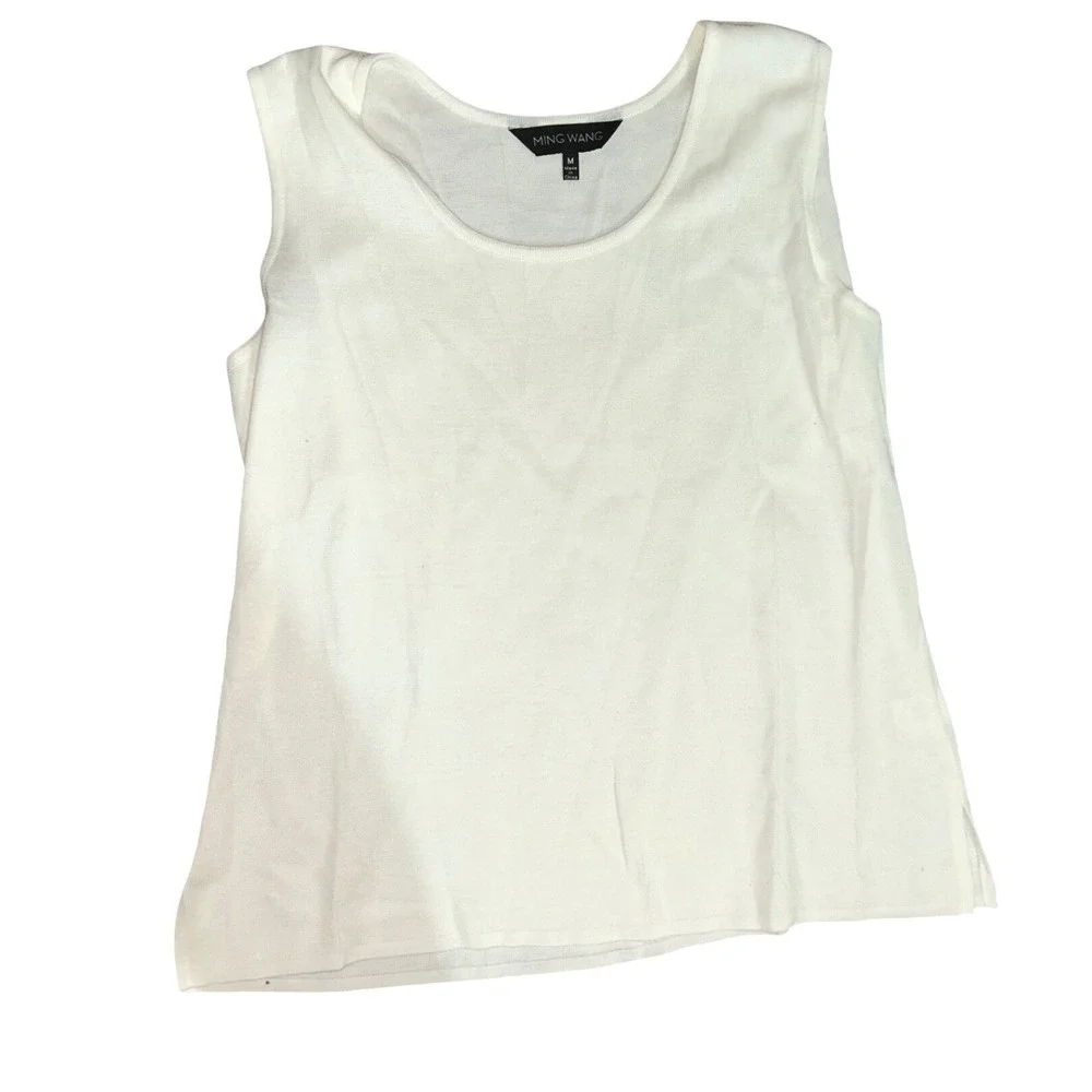 Ming Wang Womens Knit Tank Top Bundle Size M Black White Striped Solid Shells - Picture 4 of 8